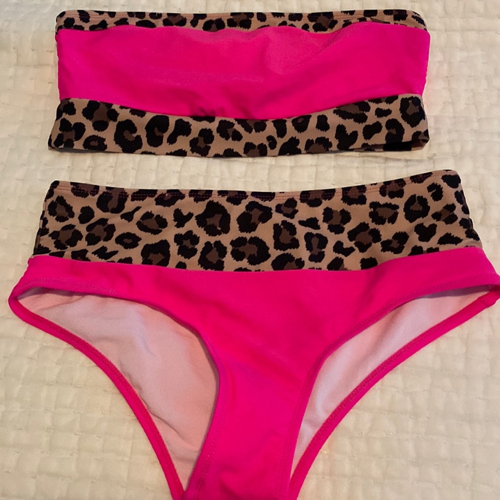Pink Lily hot pink leopard bikini